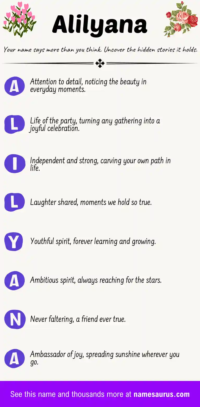 Acrostic poem about Alilyana.