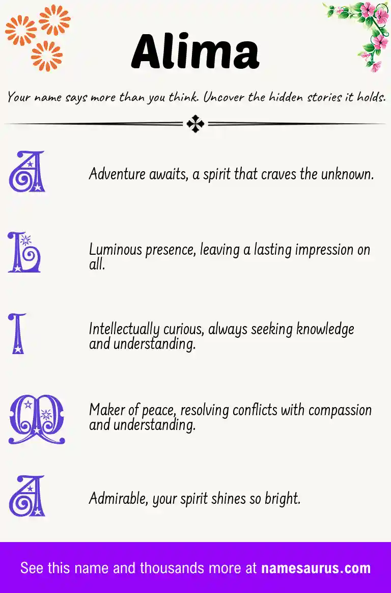 Acrostic poem about Alima.