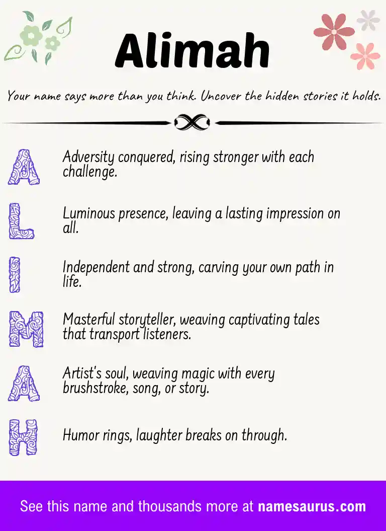 Acrostic poem about Alimah.