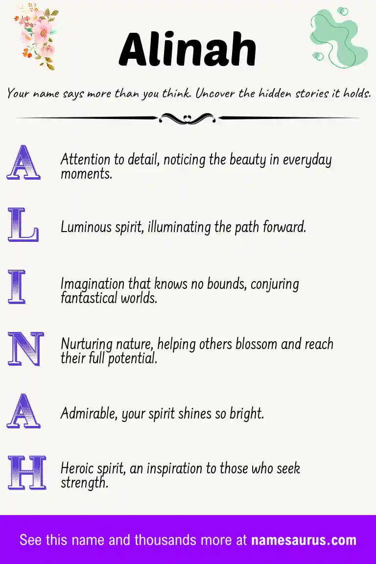 Acrostic poem about Alinah.