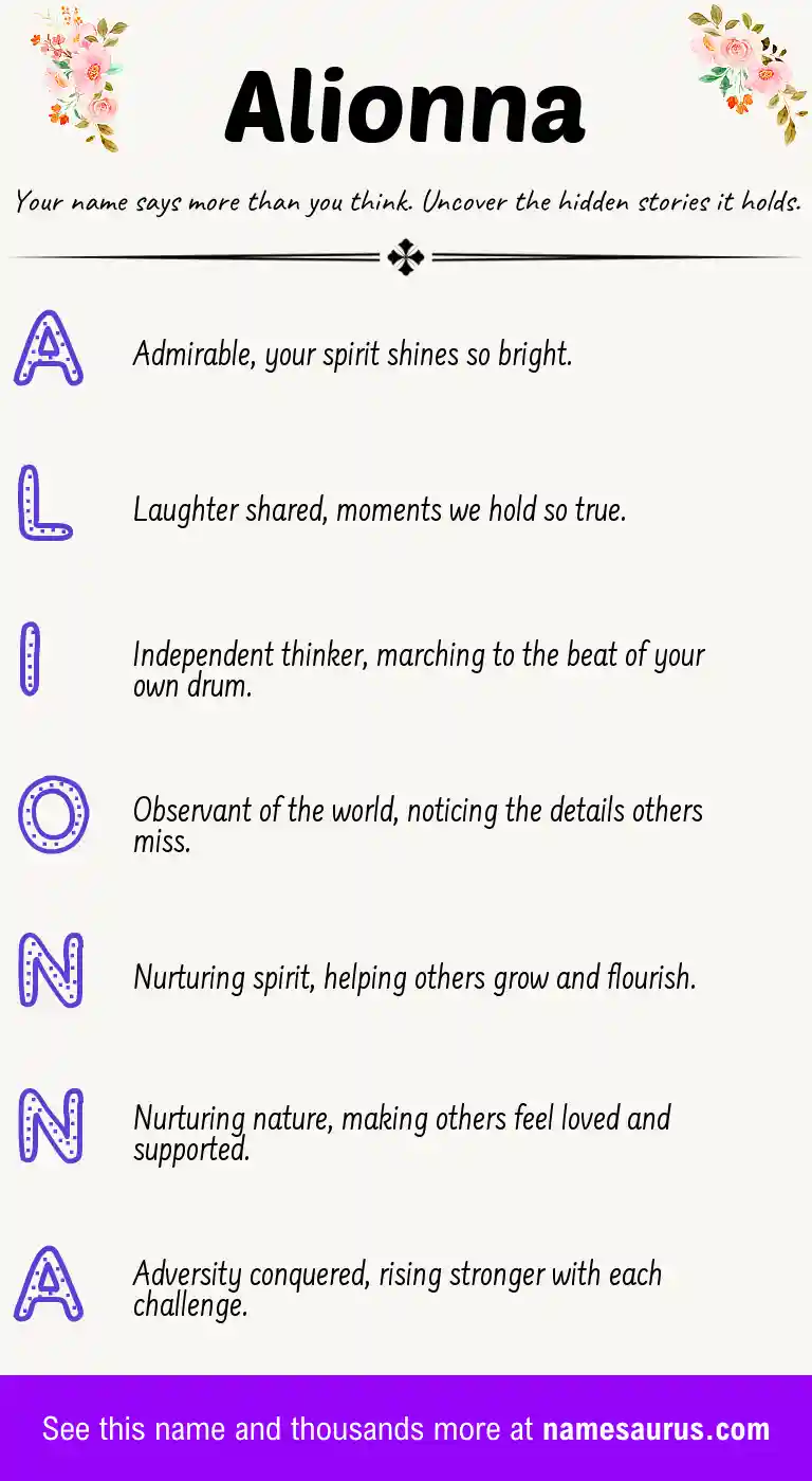 Acrostic poem about Alionna.