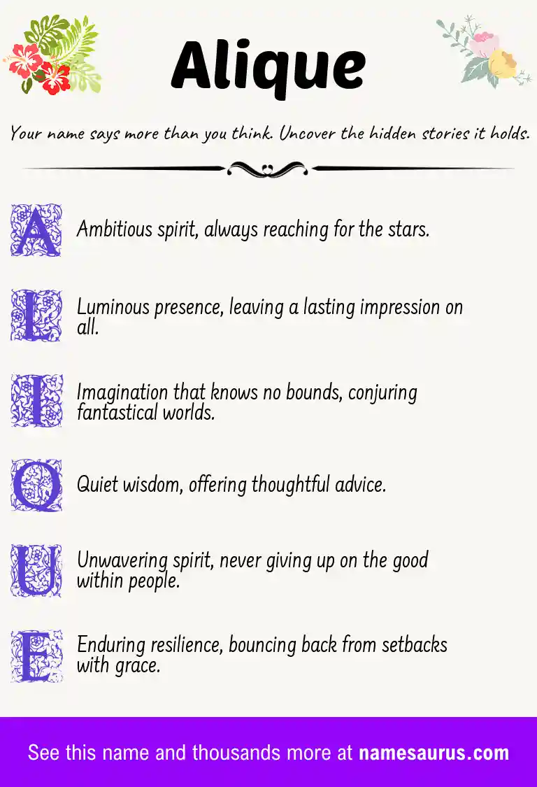 Acrostic poem about Alique.