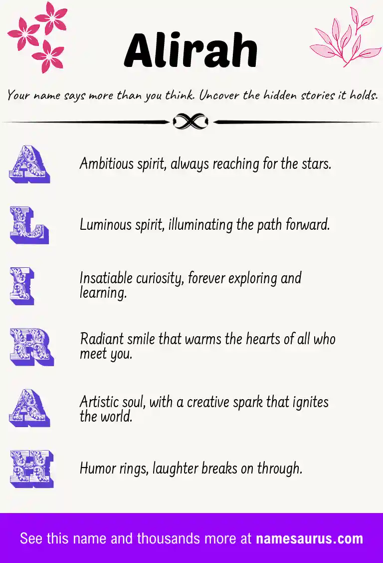 Acrostic poem about Alirah.