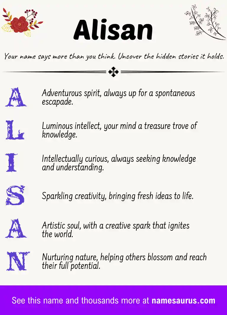 Acrostic poem about Alisan.