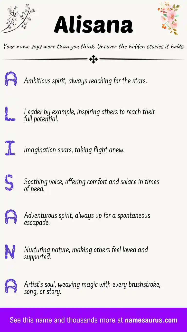 Acrostic poem about Alisana.