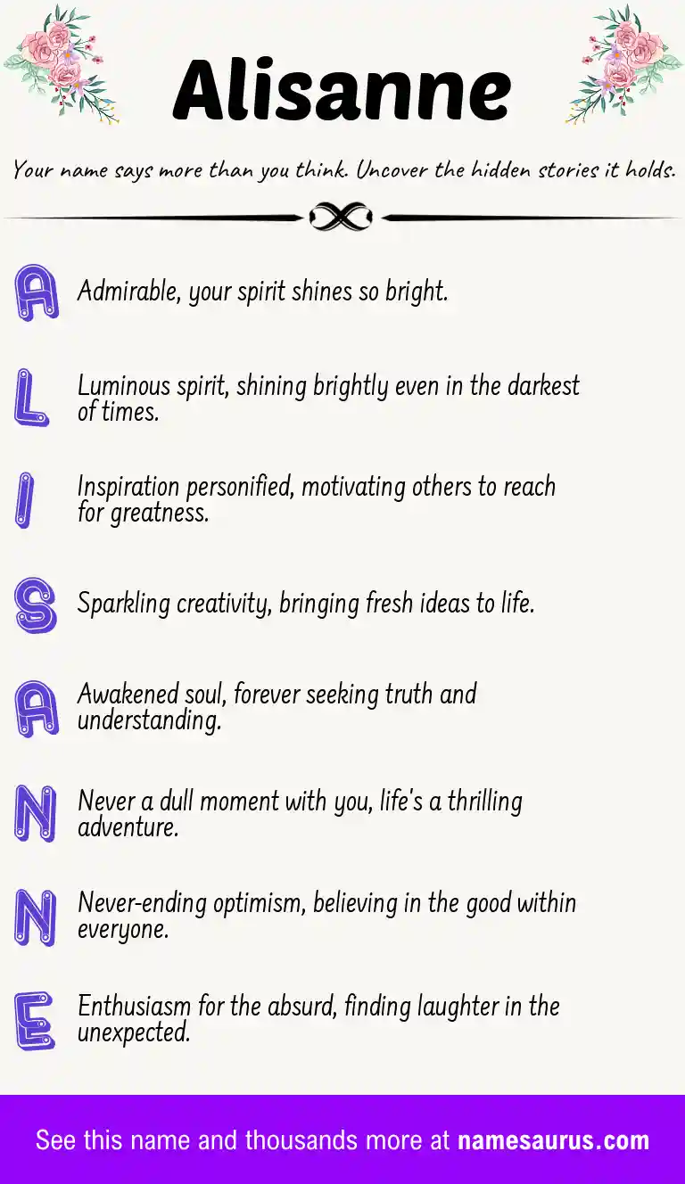 Acrostic poem about Alisanne.