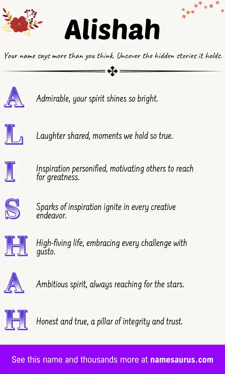 Acrostic poem about Alishah.