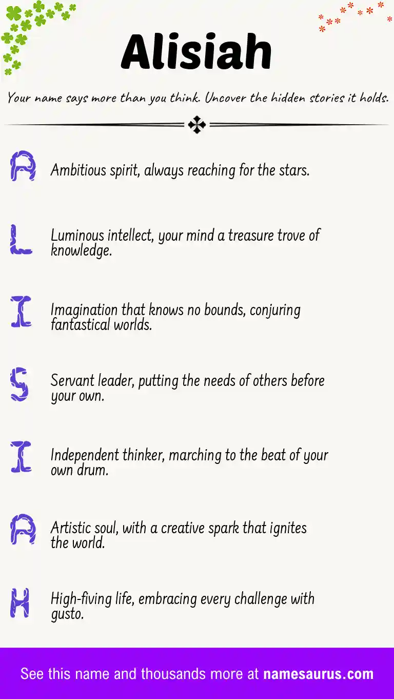 Acrostic poem about Alisiah.