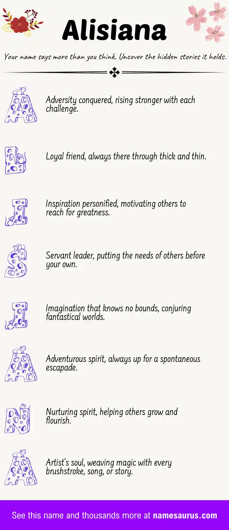 Acrostic poem about Alisiana.