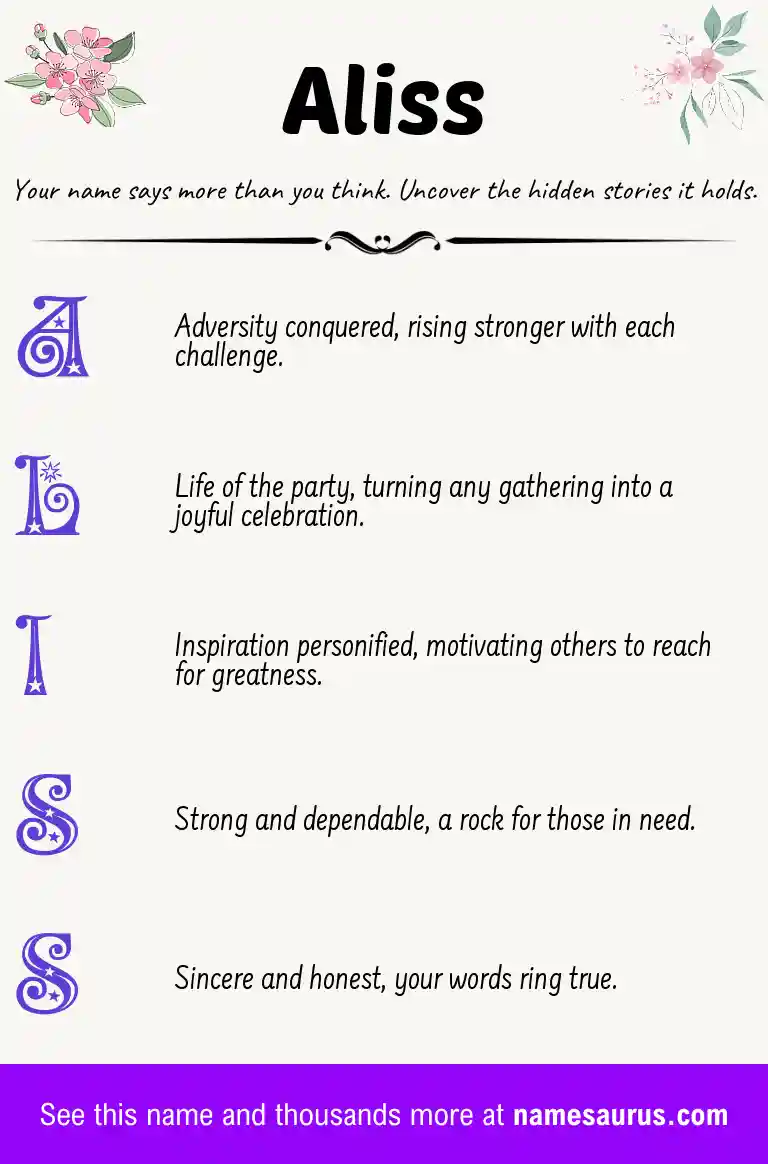 Acrostic poem about Aliss.
