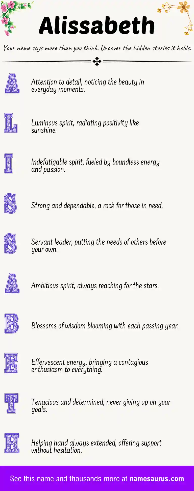 Acrostic poem about Alissabeth.