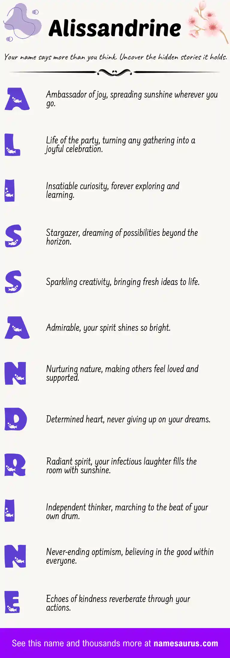 Acrostic poem about Alissandrine.