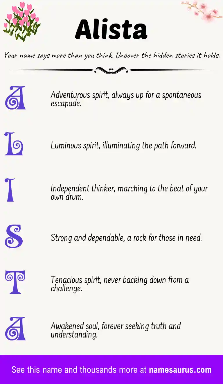 Acrostic poem about Alista.
