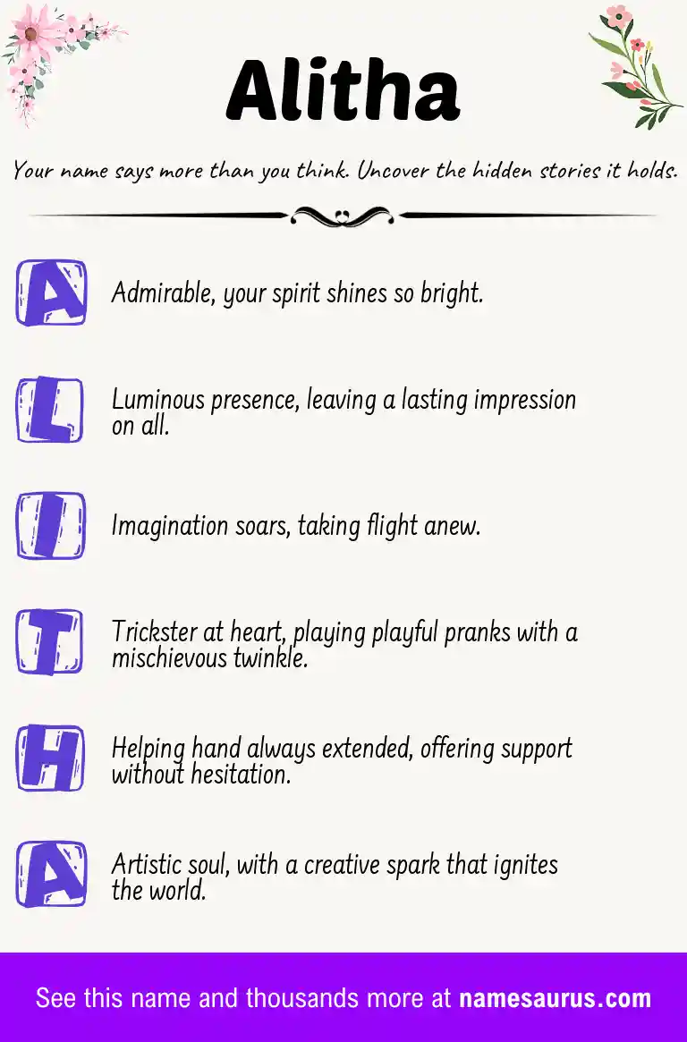 Acrostic poem about Alitha.