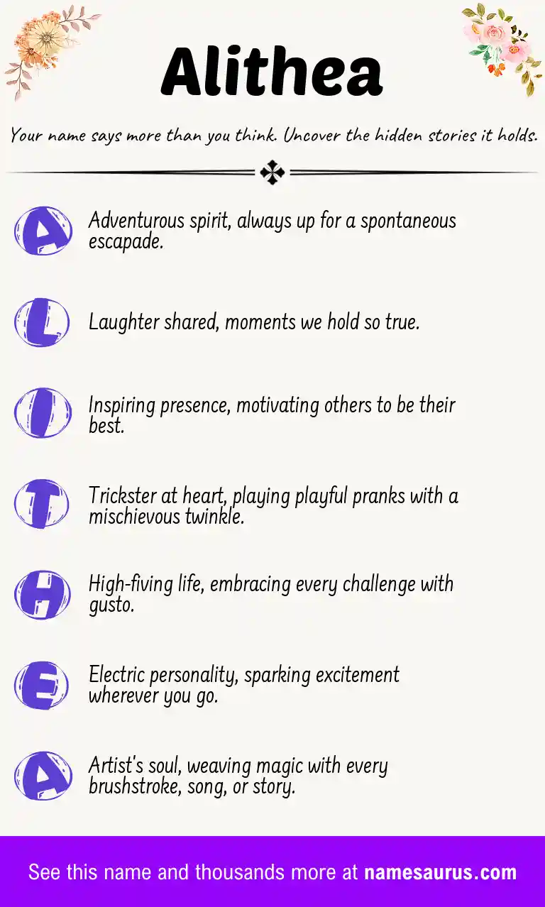 Acrostic poem about Alithea.