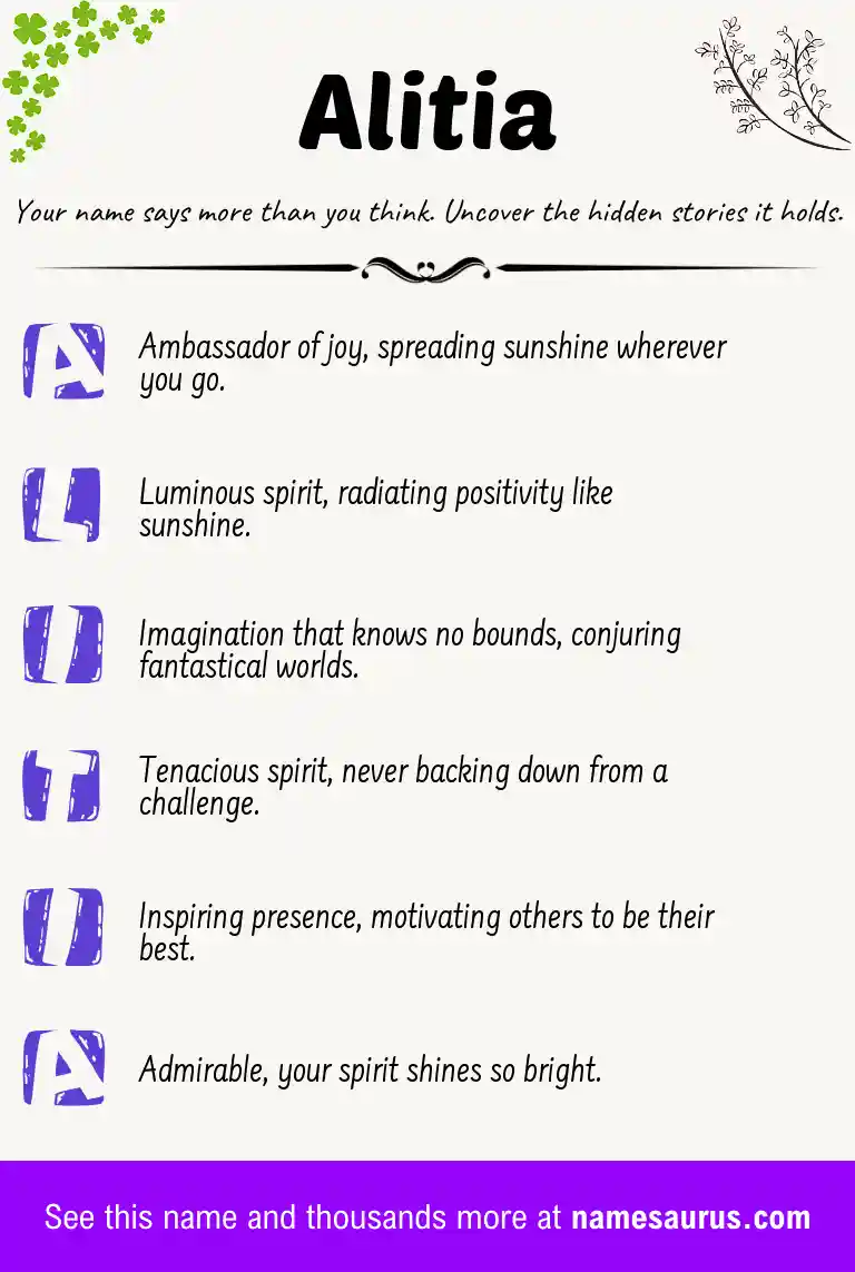 Acrostic poem about Alitia.