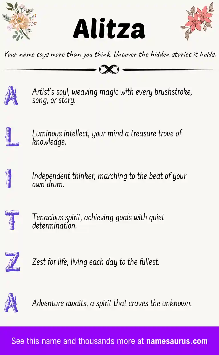 Acrostic poem about Alitza.