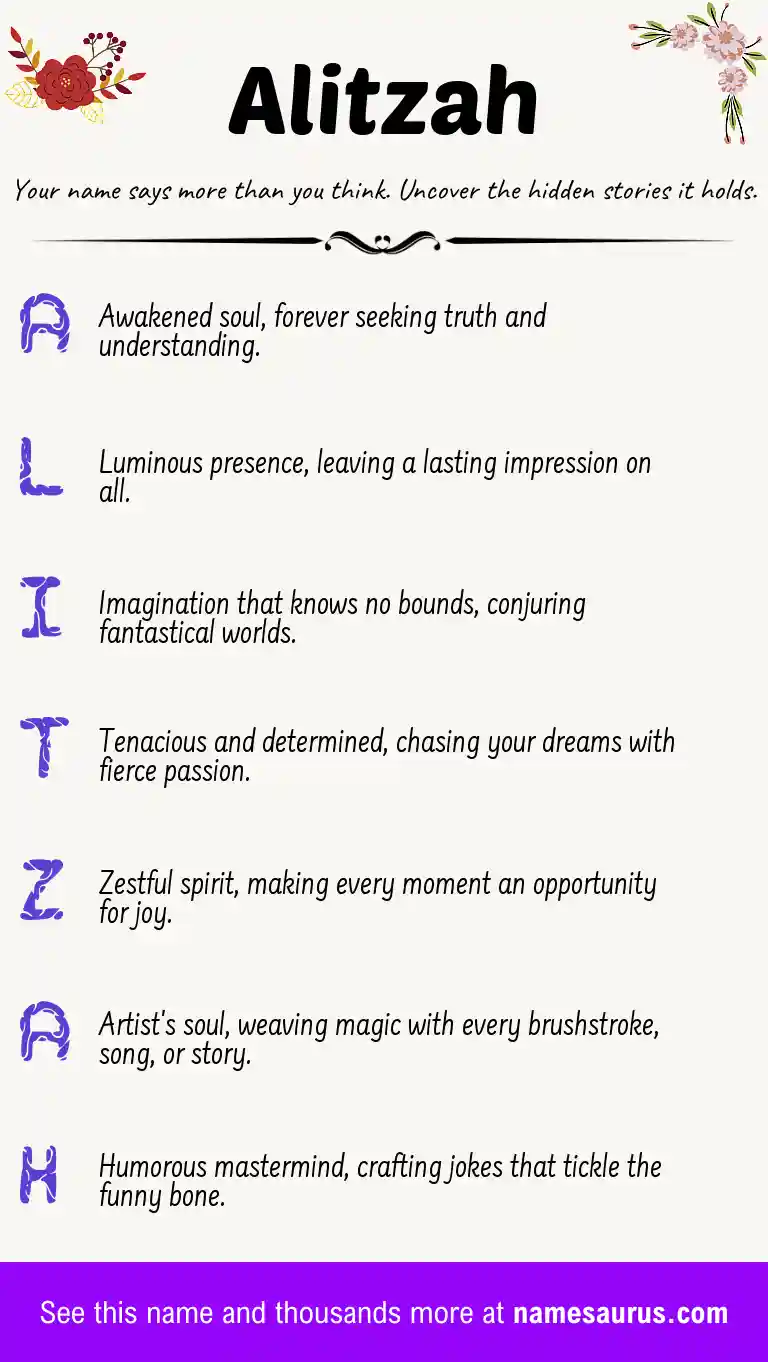 Acrostic poem about Alitzah.