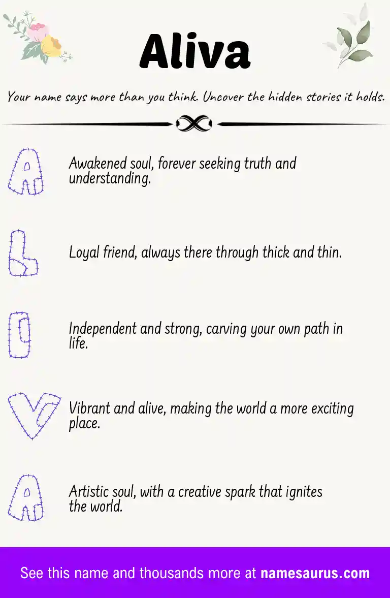 Acrostic poem about Aliva.