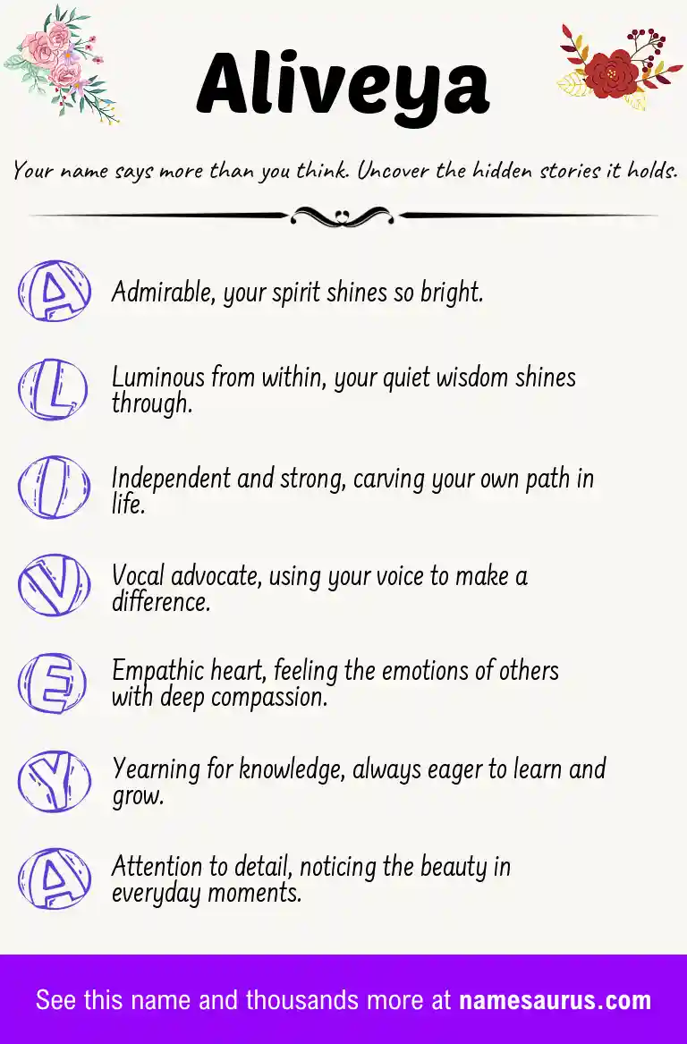 Acrostic poem about Aliveya.