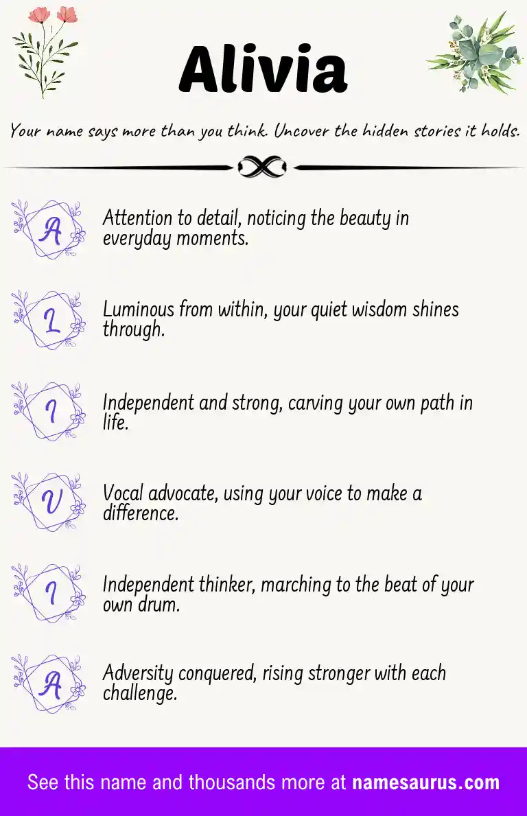 Acrostic poem about Alivia.