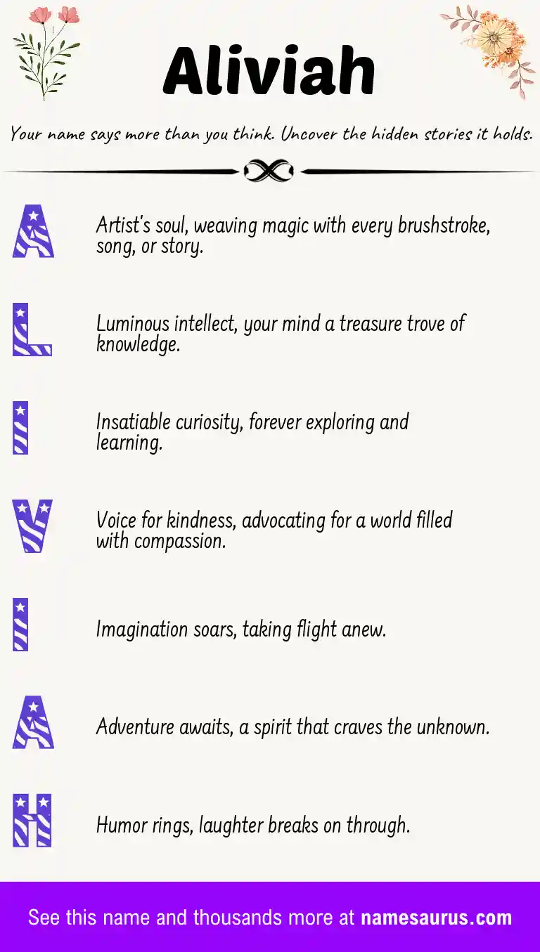 Acrostic poem about Aliviah.