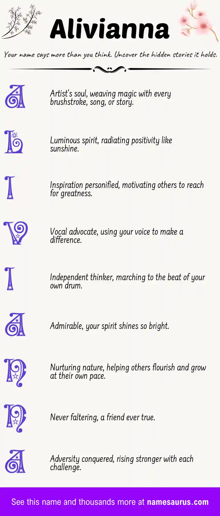 Acrostic poem about Alivianna.