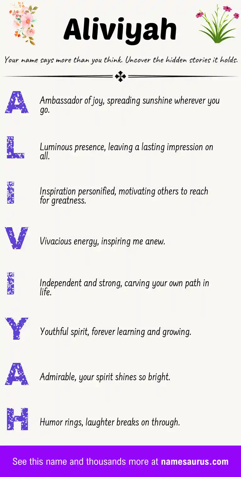 Acrostic poem about Aliviyah.