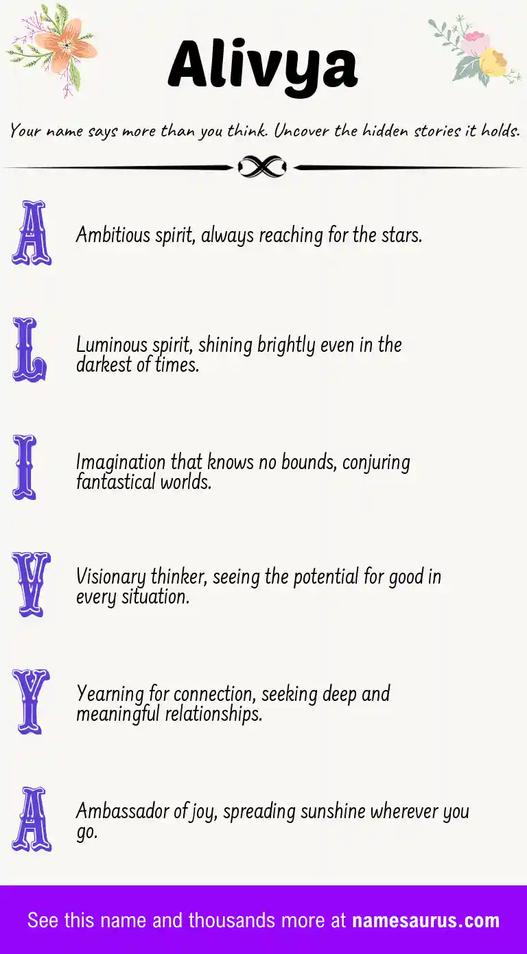 Acrostic poem about Alivya.
