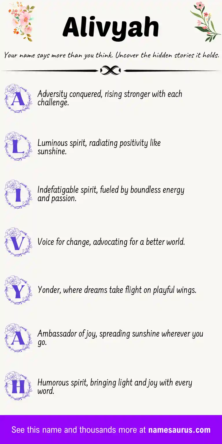 Acrostic poem about Alivyah.