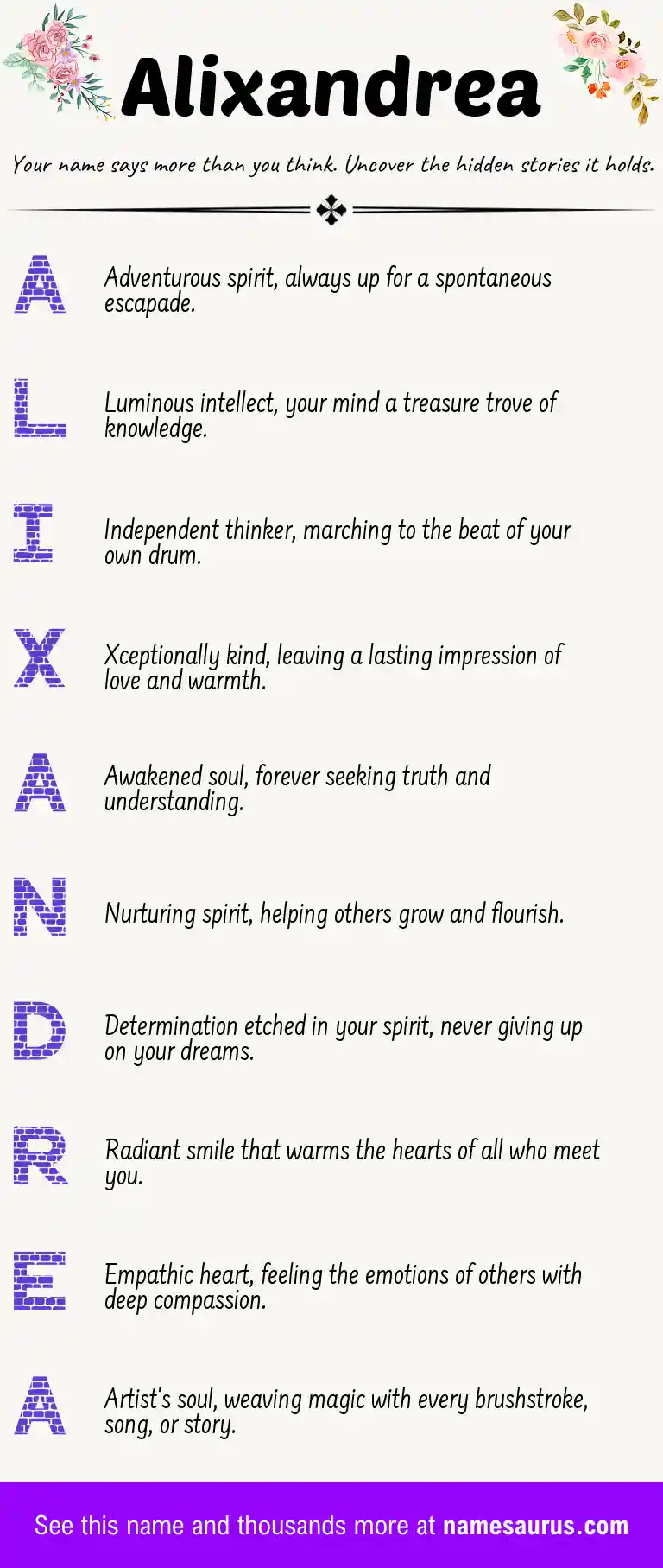 Acrostic poem about Alixandrea.