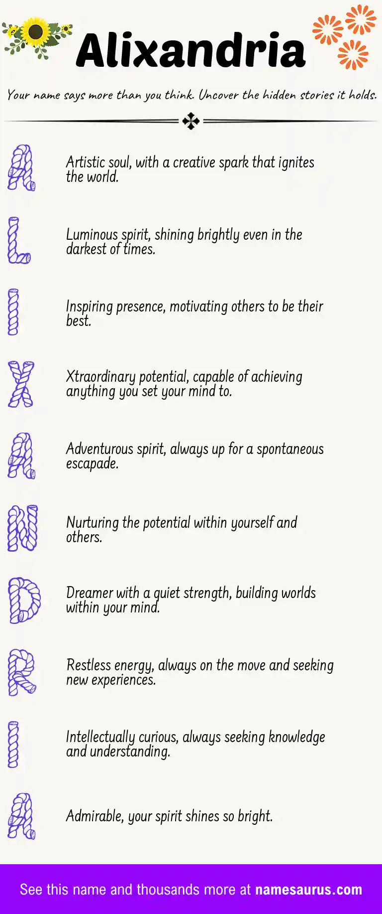 Acrostic poem about Alixandria.
