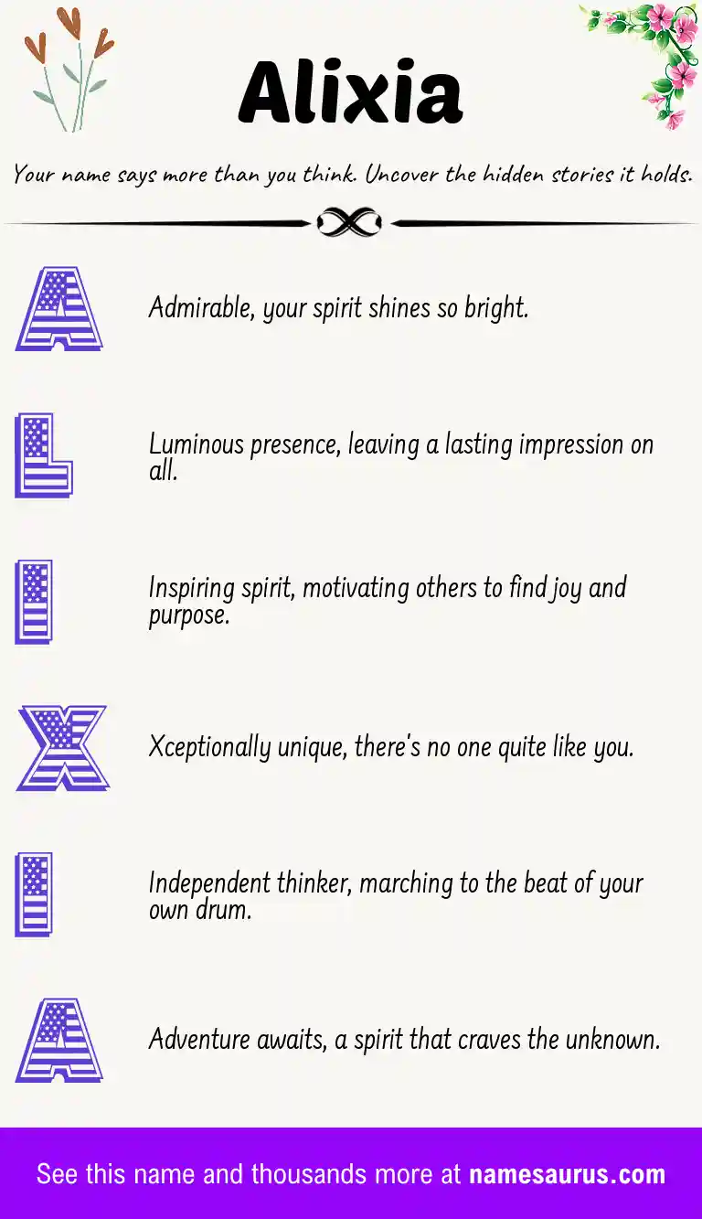 Acrostic poem about Alixia.
