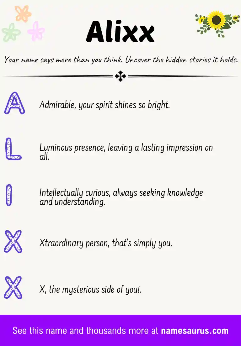 Acrostic poem about Alixx.