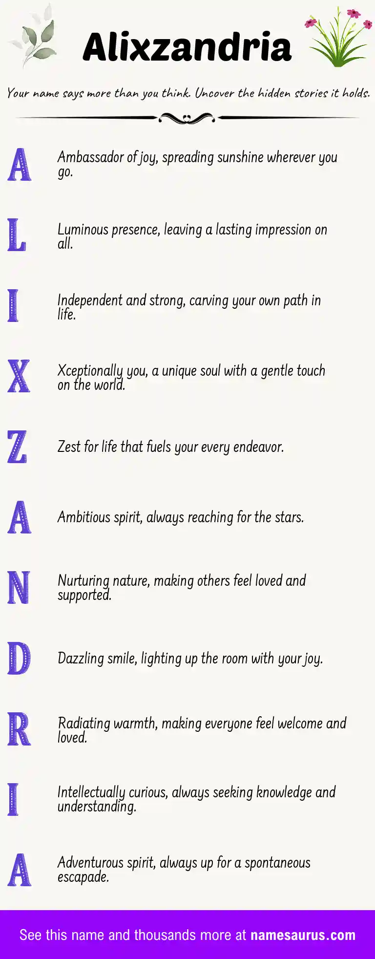 Acrostic poem about Alixzandria.