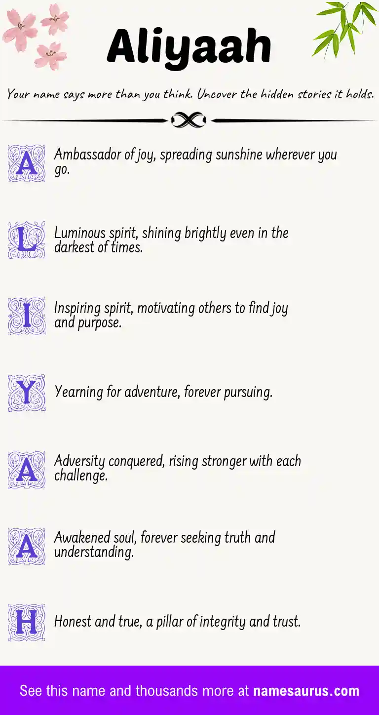 Acrostic poem about Aliyaah.