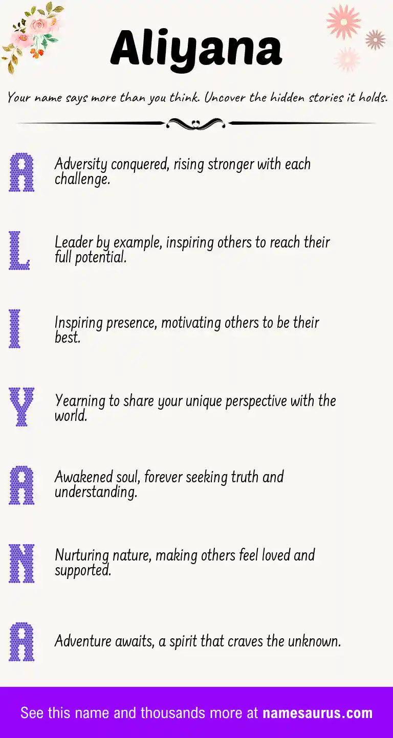Acrostic poem about Aliyana.