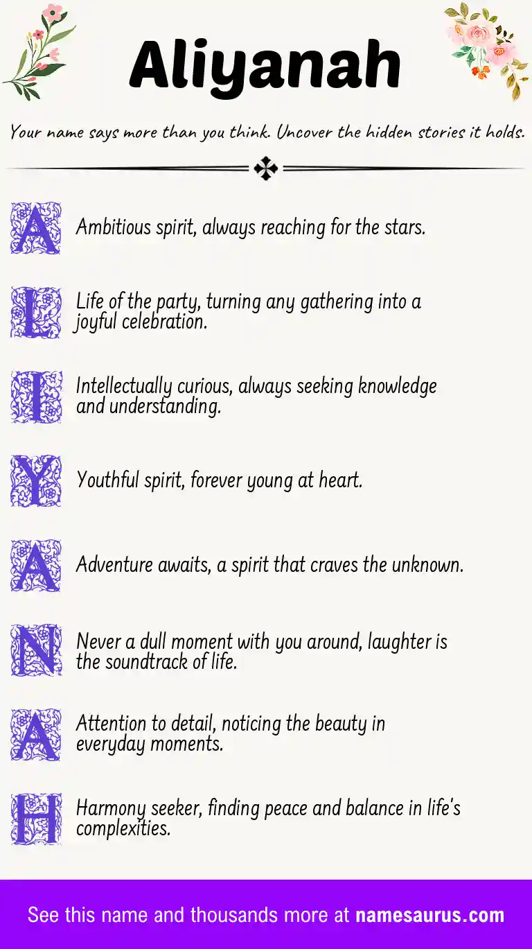 Acrostic poem about Aliyanah.