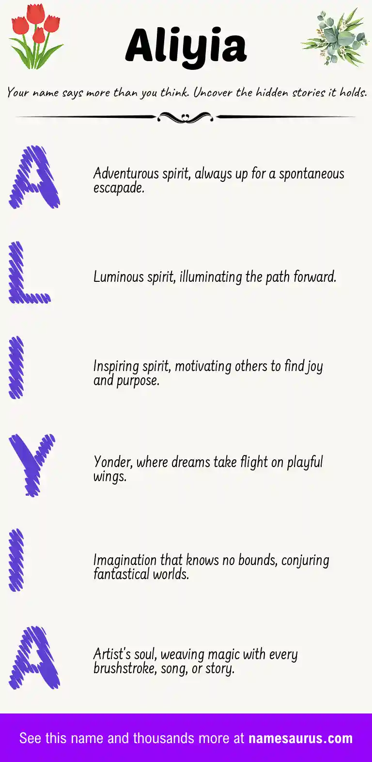 Acrostic poem about Aliyia.