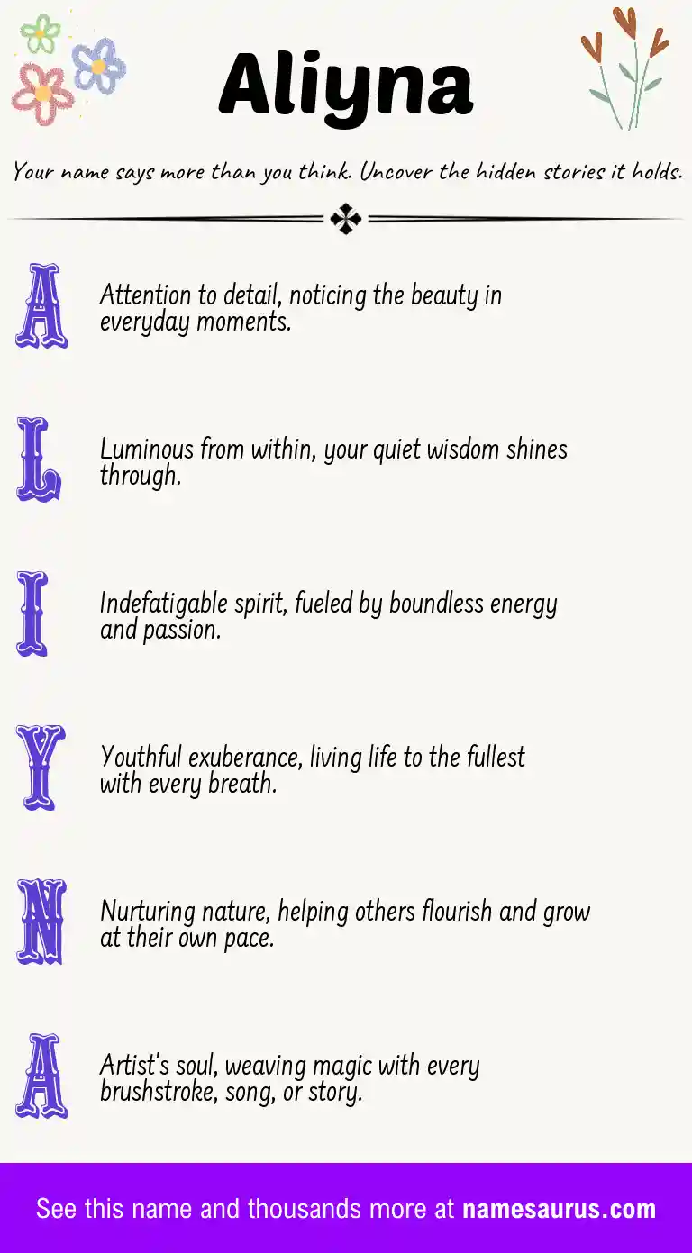 Acrostic poem about Aliyna.