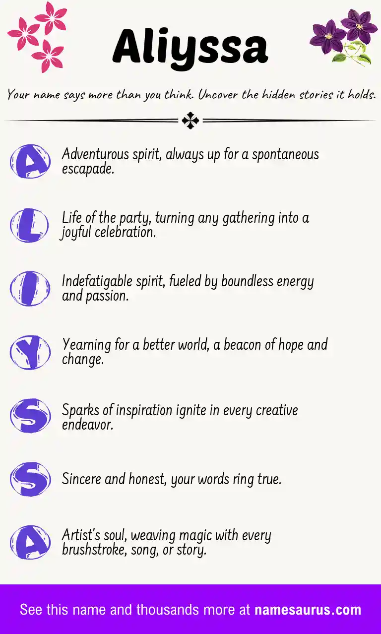Acrostic poem about Aliyssa.