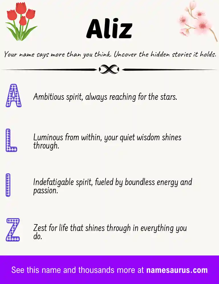 Acrostic poem about Aliz.