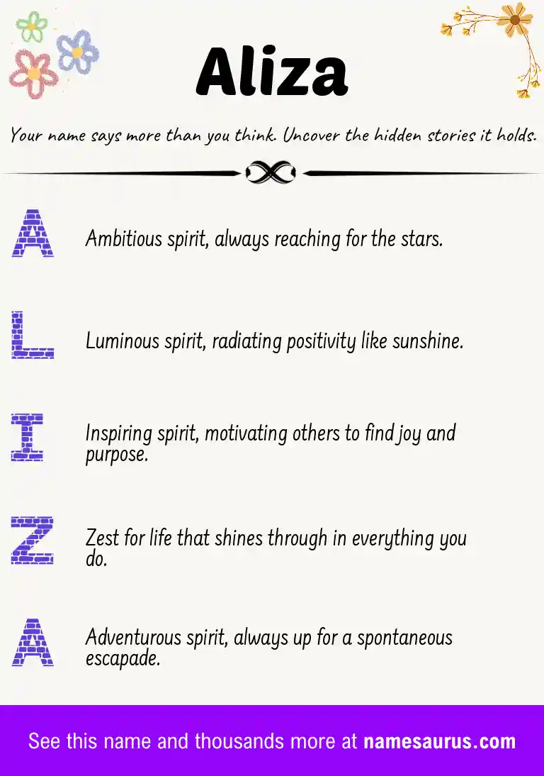 Acrostic poem about Aliza.