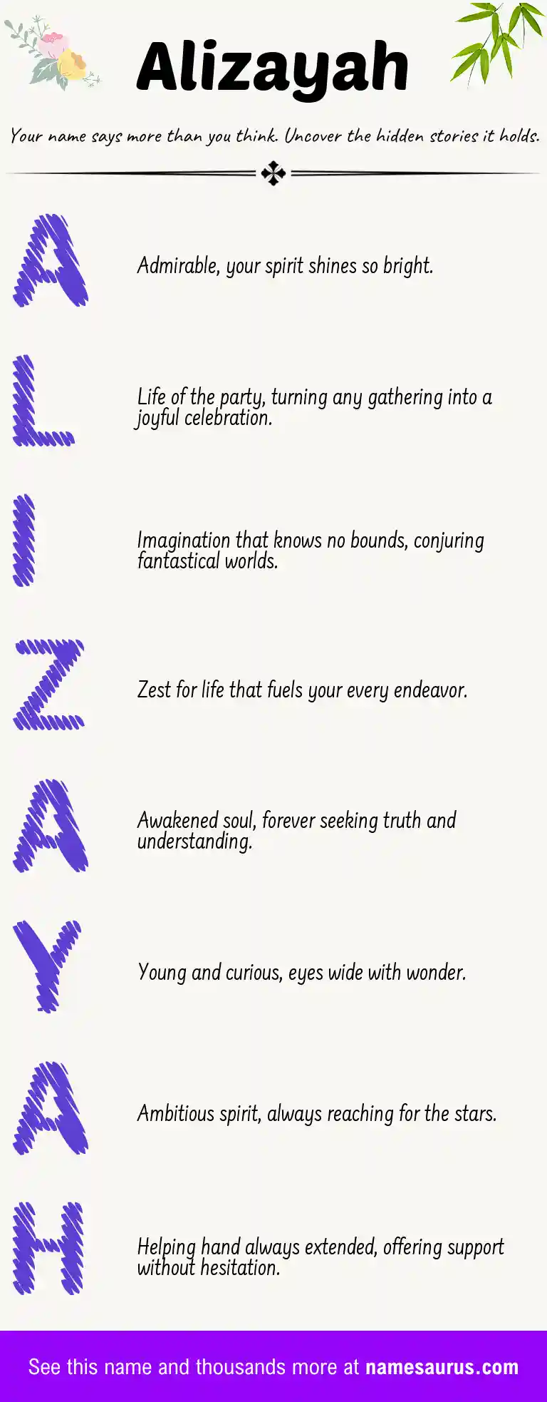 Acrostic poem about Alizayah.