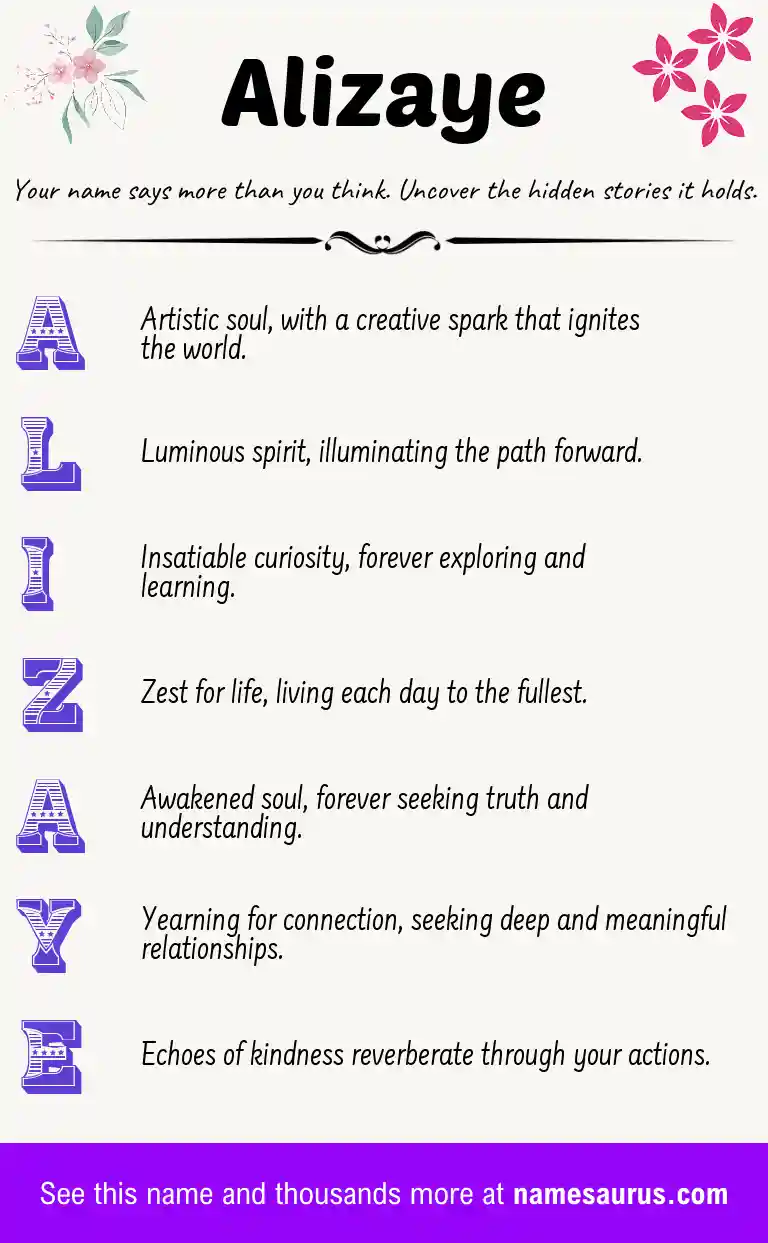 Acrostic poem about Alizaye.