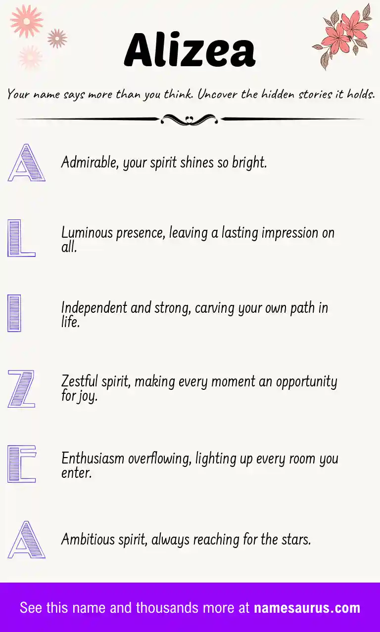 Acrostic poem about Alizea.