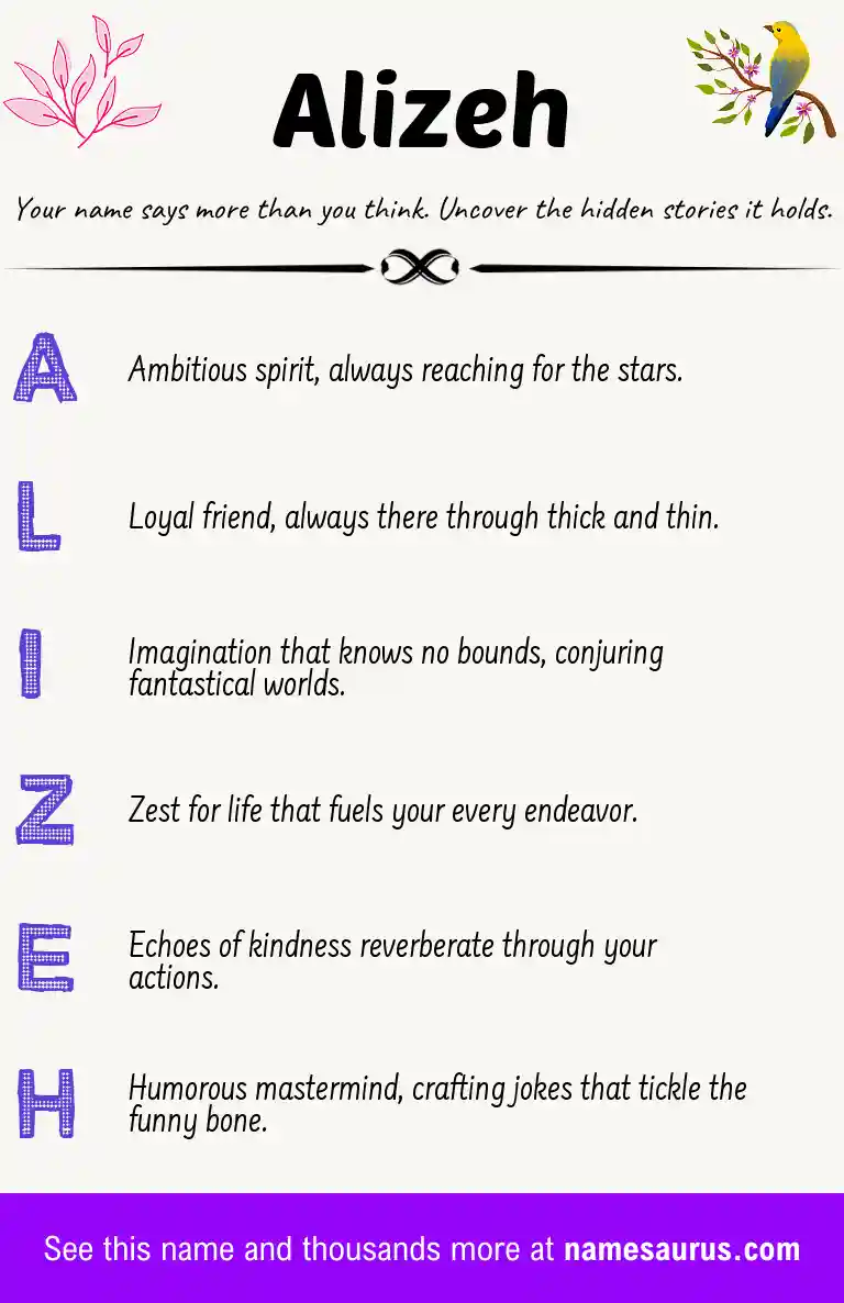 Acrostic poem about Alizeh.