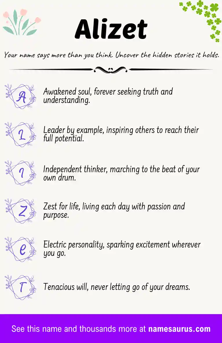 Acrostic poem about Alizet.