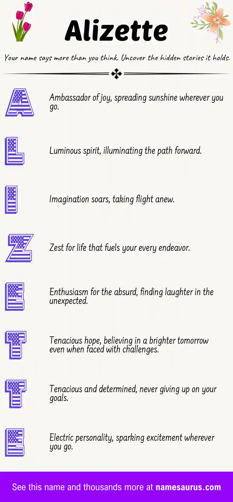 Acrostic poem about Alizette.