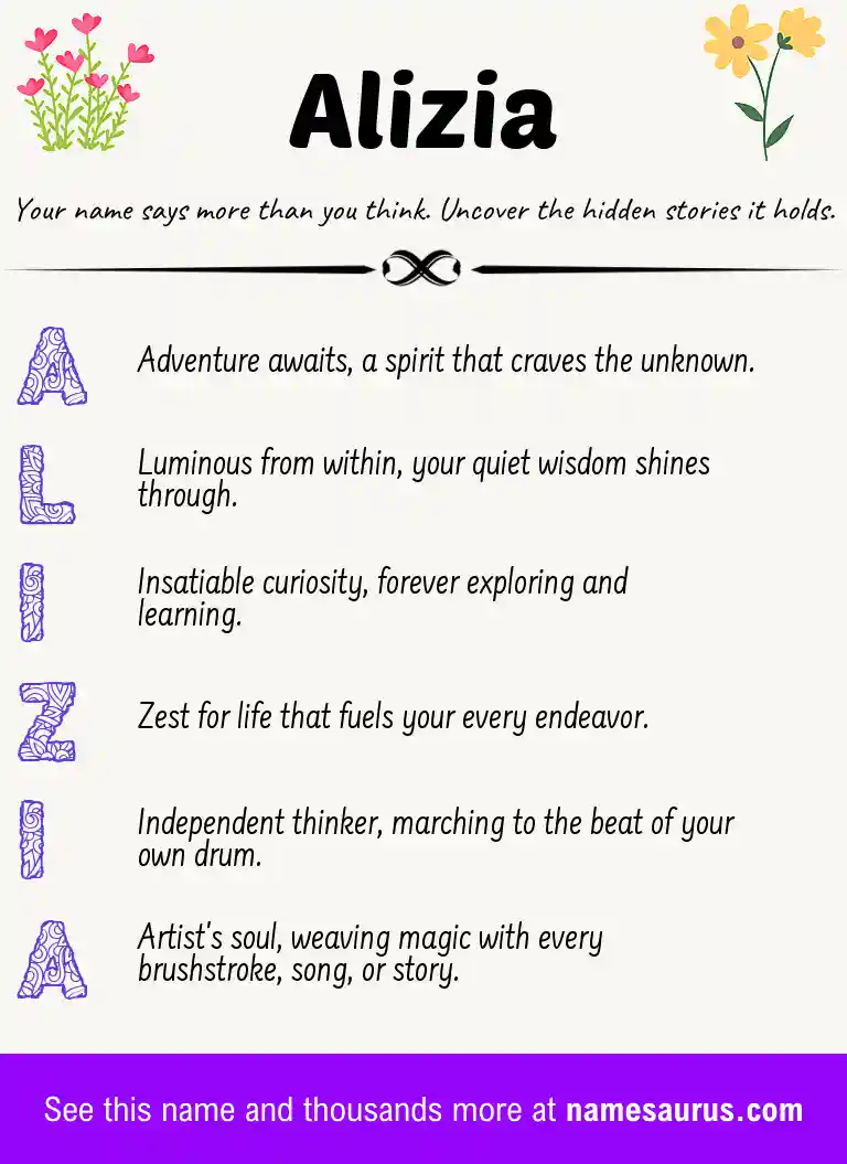 Acrostic poem about Alizia.